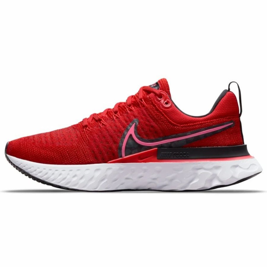 * Nike Women'S React Infinity Run Flyknit 2 (600 Chile Red/Hyper Pink/Black/Dark Smoke Grey) Footwear