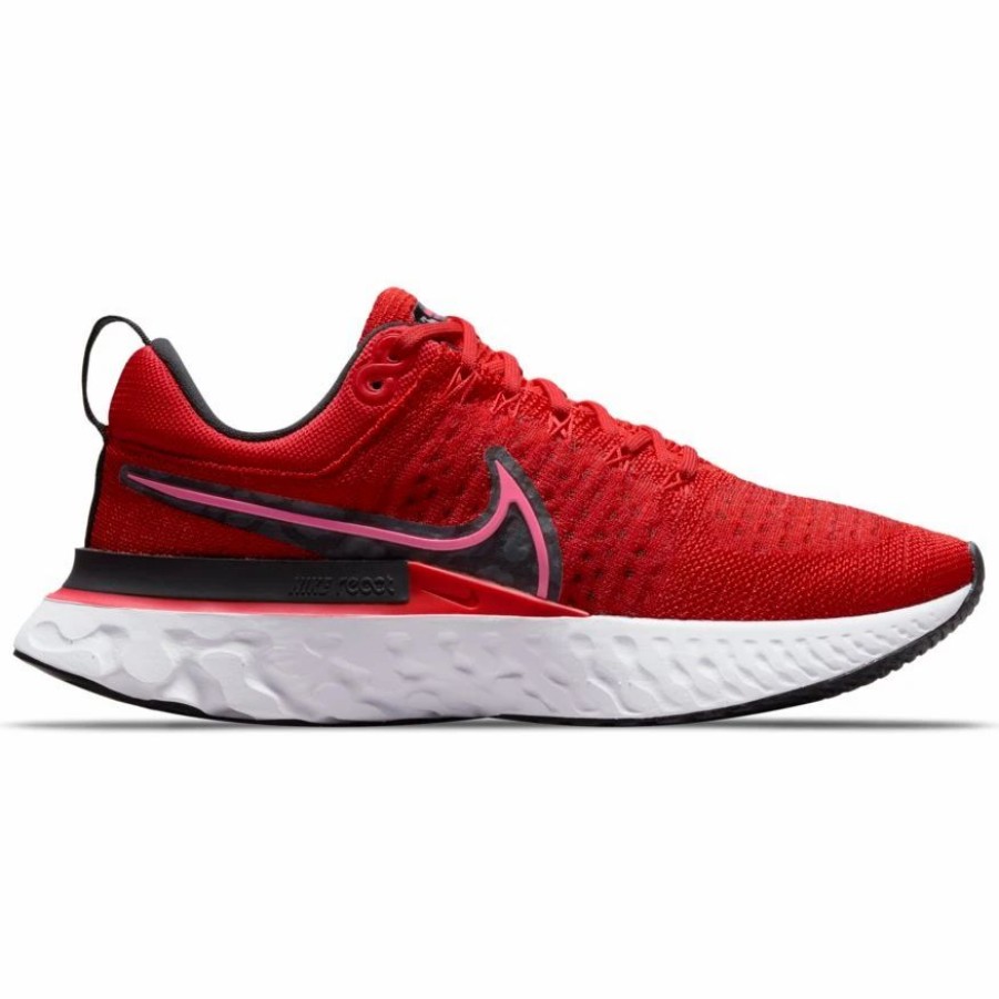 * Nike Women'S React Infinity Run Flyknit 2 (600 Chile Red/Hyper Pink/Black/Dark Smoke Grey) Footwear