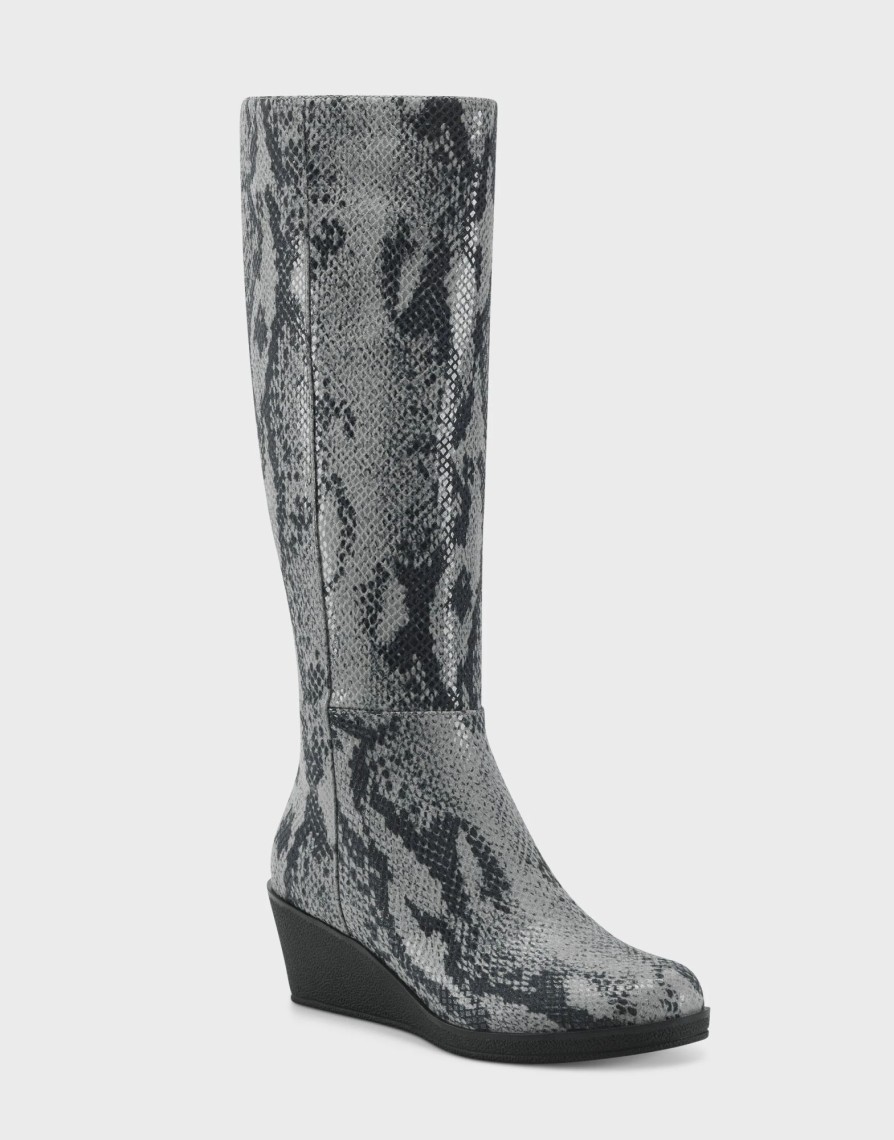 * Aerosoles Brenna Gray Snake Tall Boots