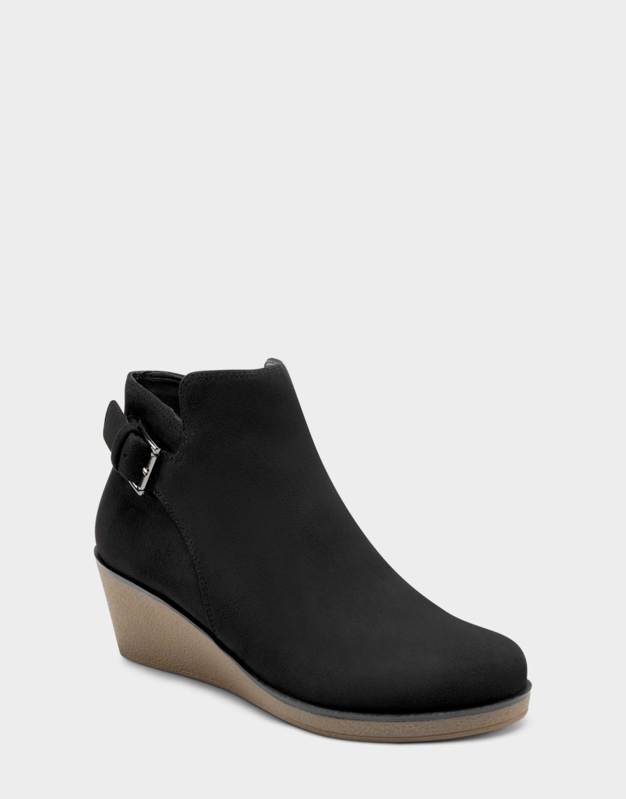 * Aerosoles Bradley Black Faux Suede Ankle Boots