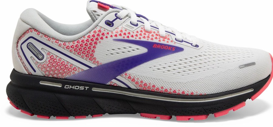 * Brooks Women'S Ghost 14 (192 White/Purple/Coral) Footwear