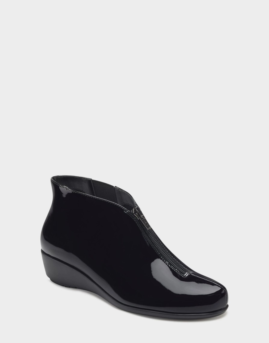 * Aerosoles Allowance Black Patent Ankle Boots