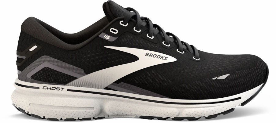 * Brooks Women'S Ghost 15 Wide (012 Black/Blackened Pearl/White) Footwear