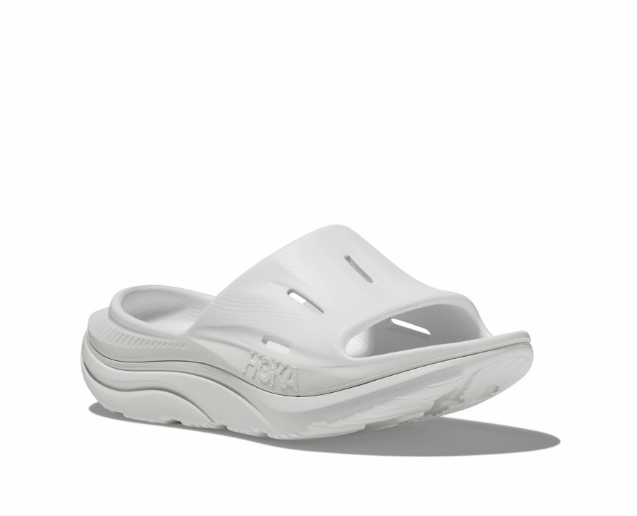 * Hoka U Ora Recovery Slide 3 (Wwh White/White) Footwear