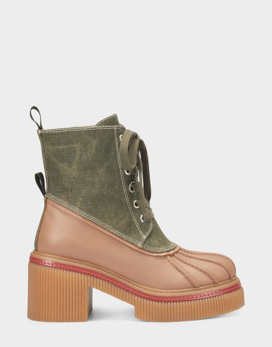 * Aerosoles Stellar Army Green Fabric Ankle Boots