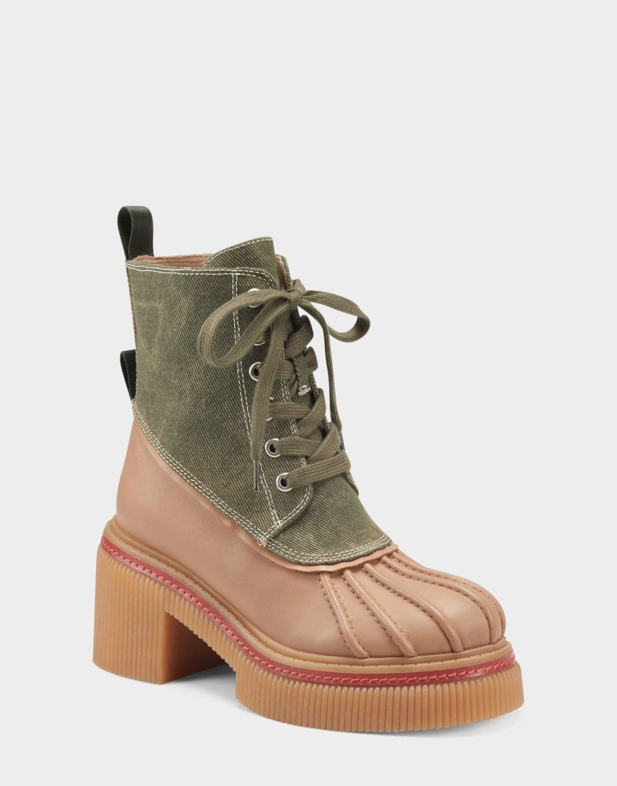 * Aerosoles Stellar Army Green Fabric Ankle Boots