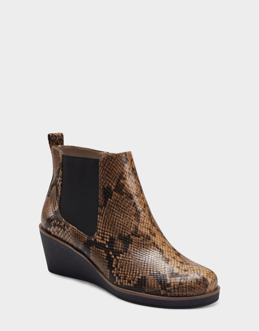 * Aerosoles Brandi Brown Snake Ankle Boots