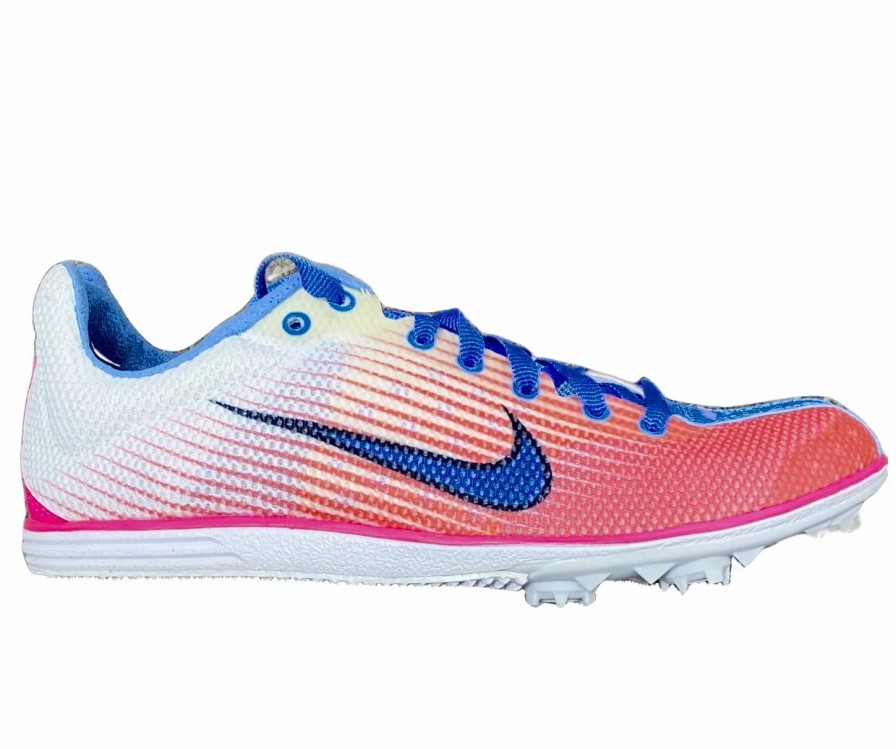 * Nike Women'S Zoom Rival D 7 (046 Pure Platinum/Blue Glow-Pink Flash) Footwear