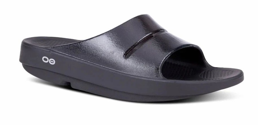 * Oofos Women'S Ooahh Luxe Slide Sandal (Black) Footwear