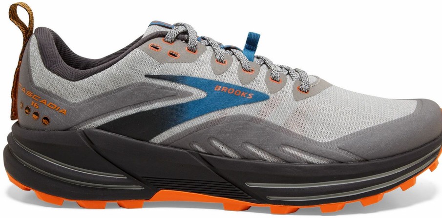 * Brooks Men'S Cascadia 16 (038 Oyster Mushroom/Alloy/Orange) Footwear