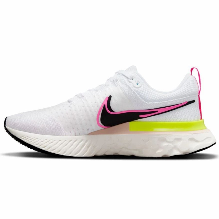 * Nike Men'S React Infinity Run Flyknit 2 (100 White/Black/Sail/Pink Blast) Footwear