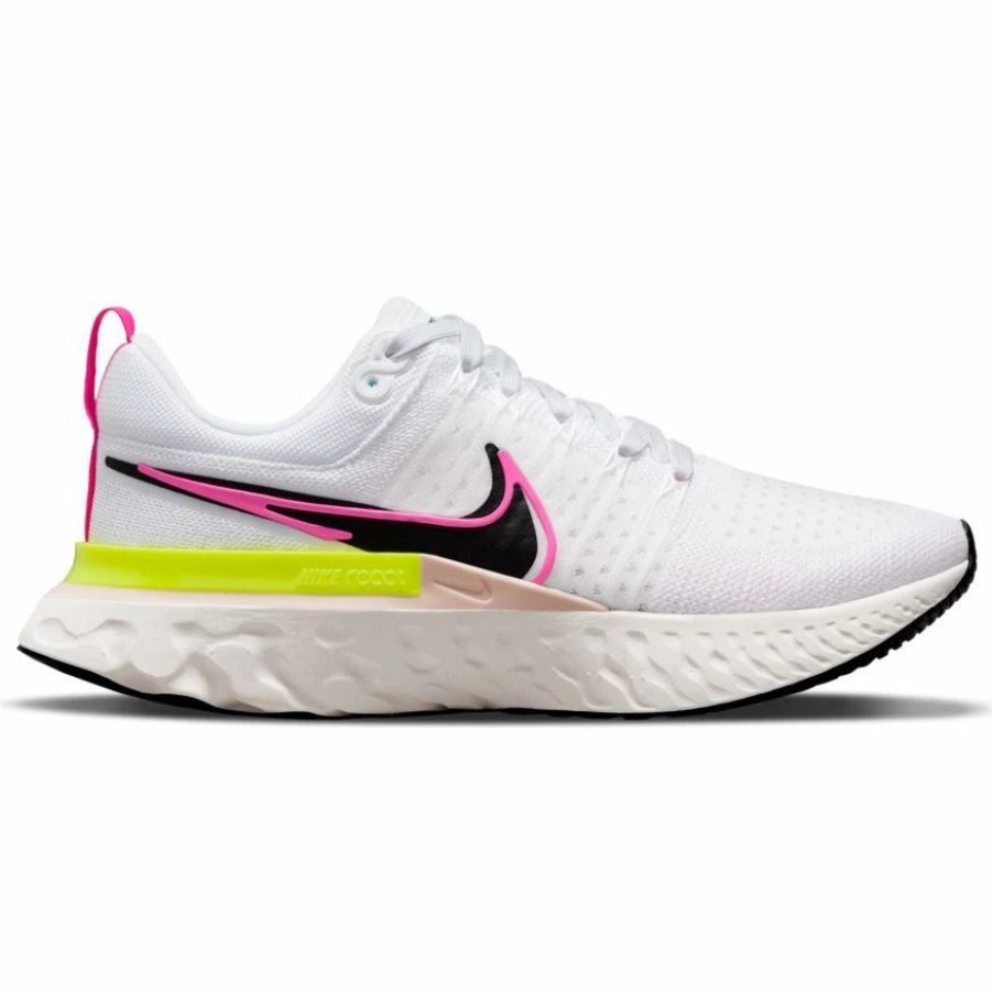 * Nike Men'S React Infinity Run Flyknit 2 (100 White/Black/Sail/Pink Blast) Footwear