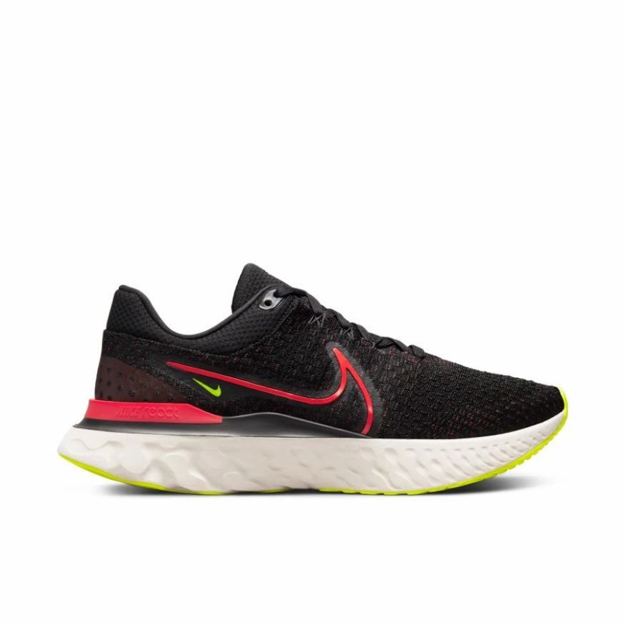 * Nike Men'S React Infinity Run Flyknit 3 (007 Black/Siren Red/Team Red/Volt) Footwear