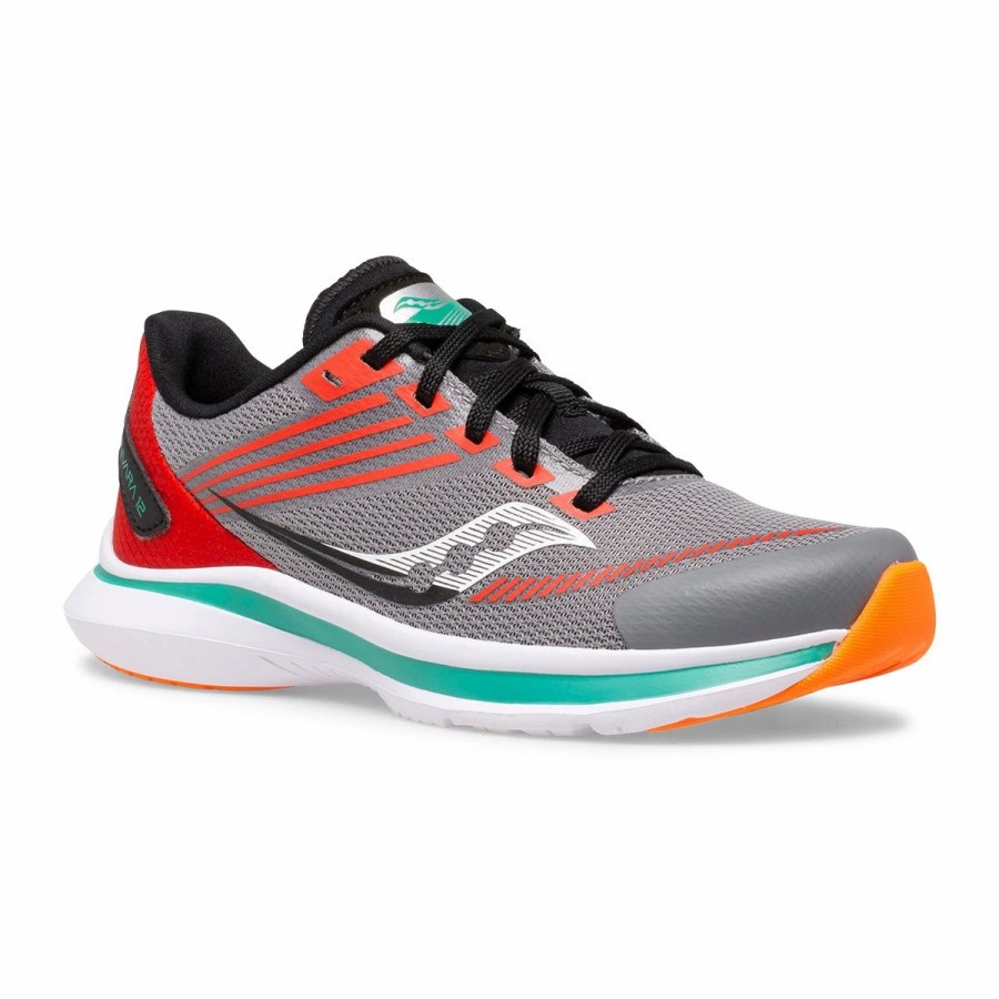 * Saucony Kid'S Kinvara 12 (Grey/Orange) Footwear