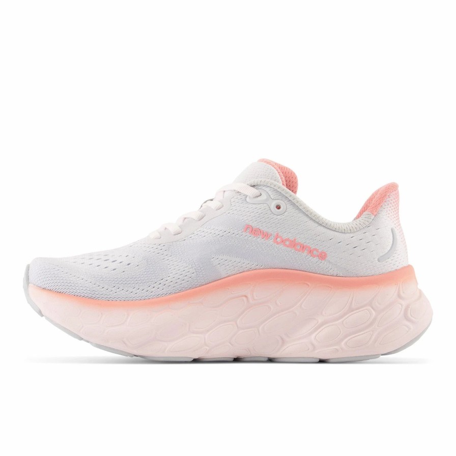 * New Balance Women'S Fresh Foam More V4 (Cm- Quartz Grey/Washed Pink/Grapefruit) Footwear