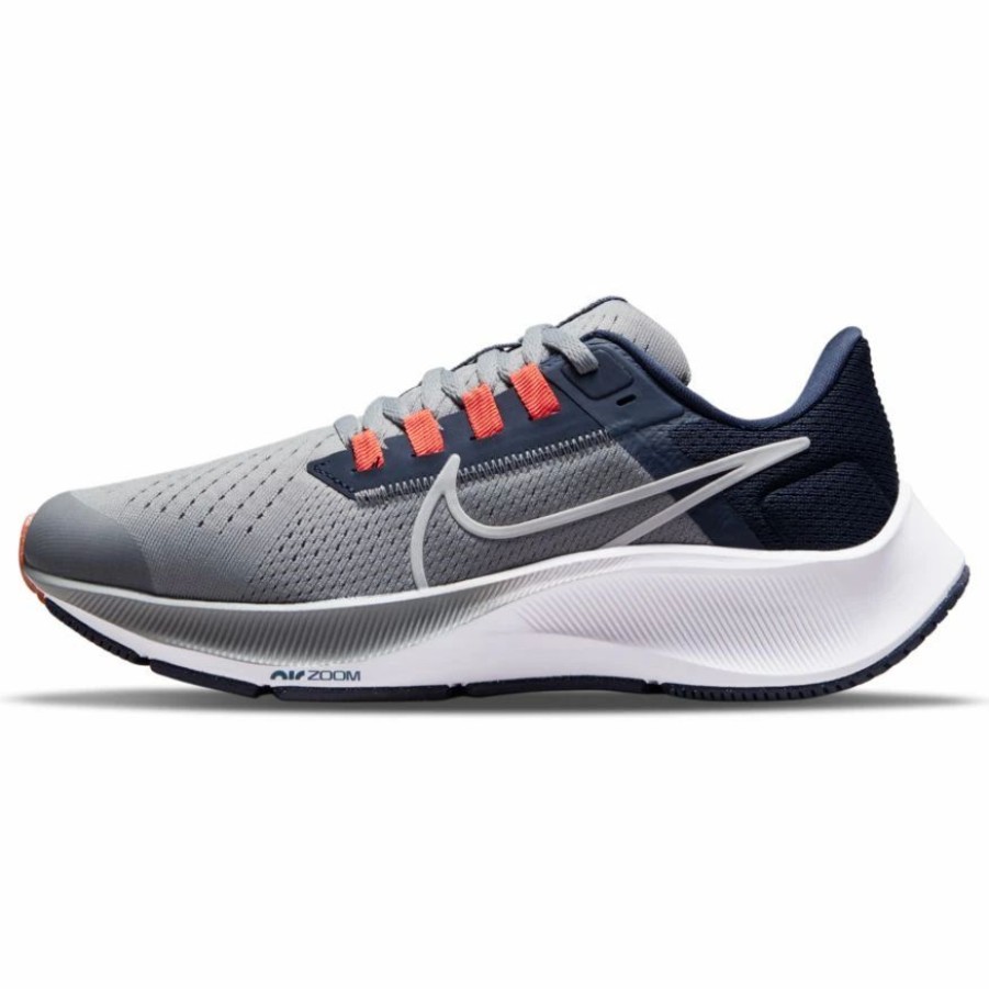 * Nike Big Kid'S Zoom Pegasus 38 (012 Particle Grey/White/Midnight Navy/Orange) Footwear