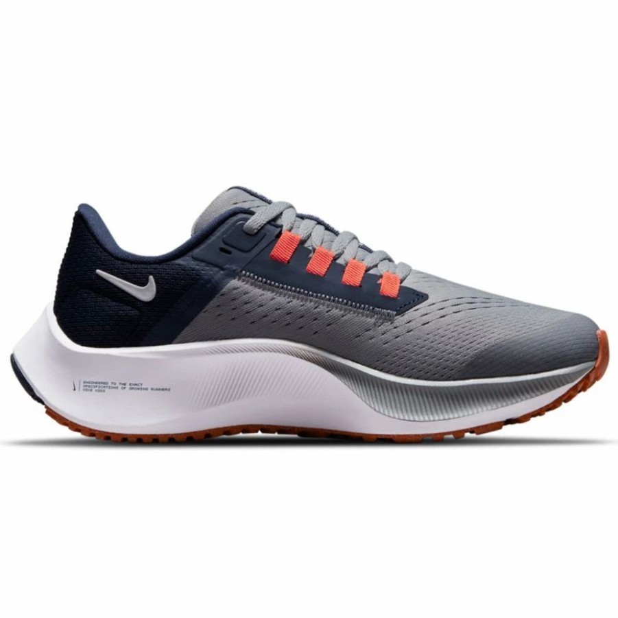 * Nike Big Kid'S Zoom Pegasus 38 (012 Particle Grey/White/Midnight Navy/Orange) Footwear