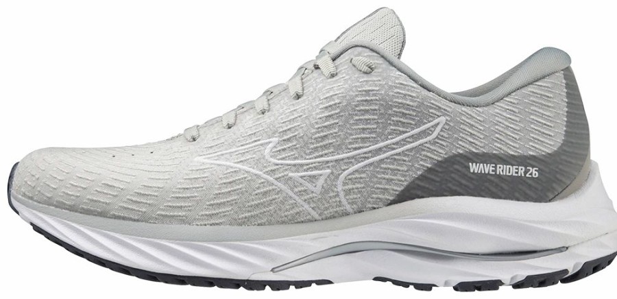 * Mizuno Women'S Wave Rider 26 Ssw (Ym00 Oyster Mushroom/White) Footwear