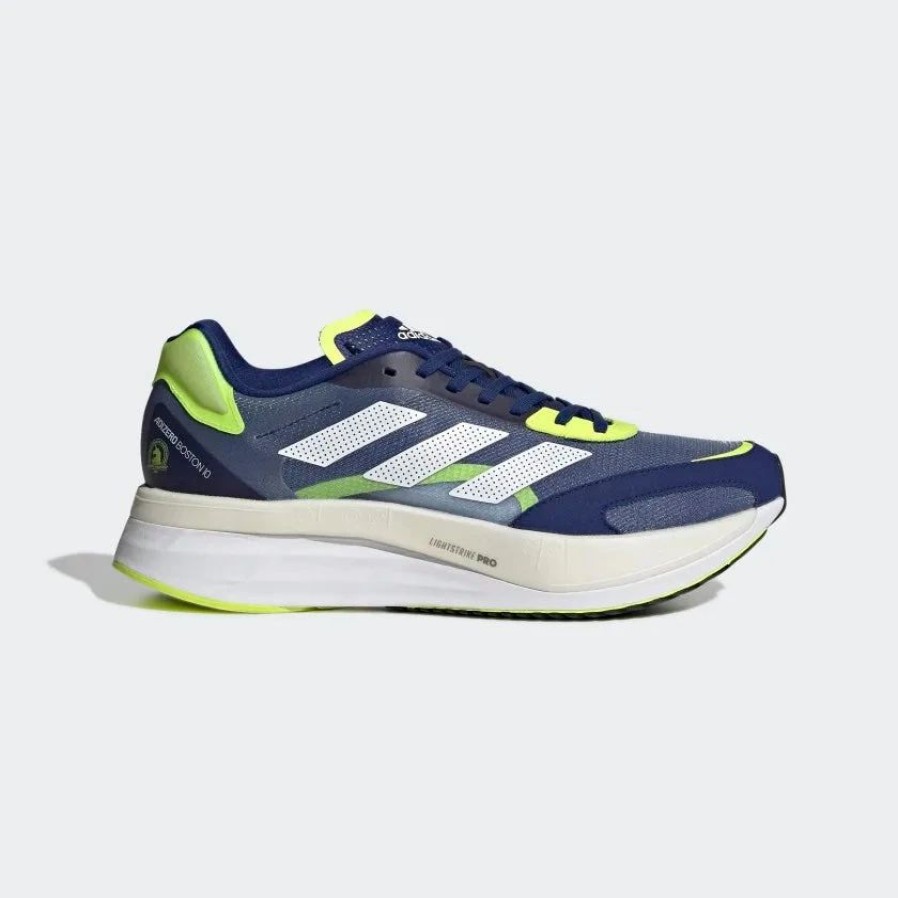 * Adidas Men'S Adizero Boston 10 (Victory Blue/Cloud White/Solar Yellow) Footwear