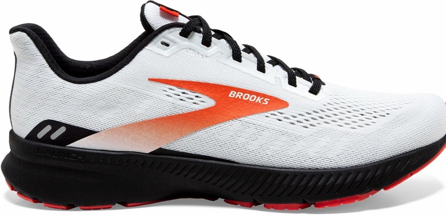 * Brooks Men'S Launch 8 (198 White/Black/Red Clay) Footwear