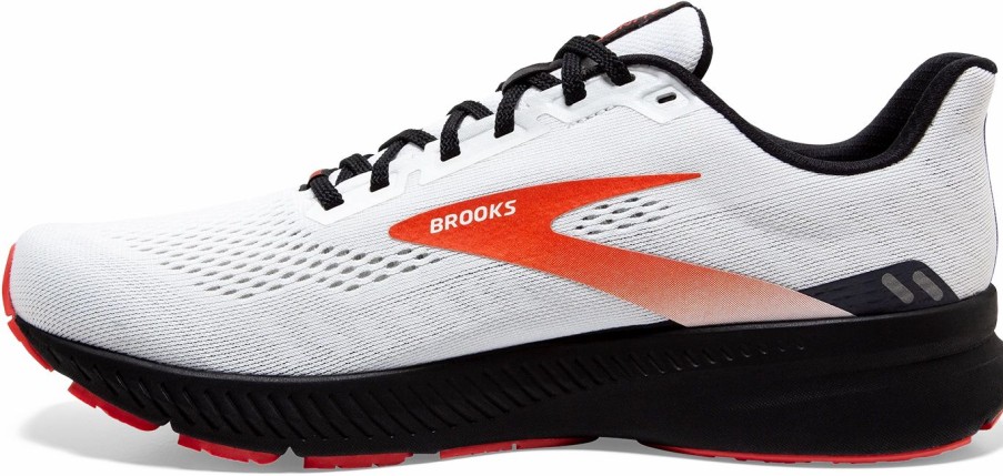 * Brooks Men'S Launch 8 (198 White/Black/Red Clay) Footwear