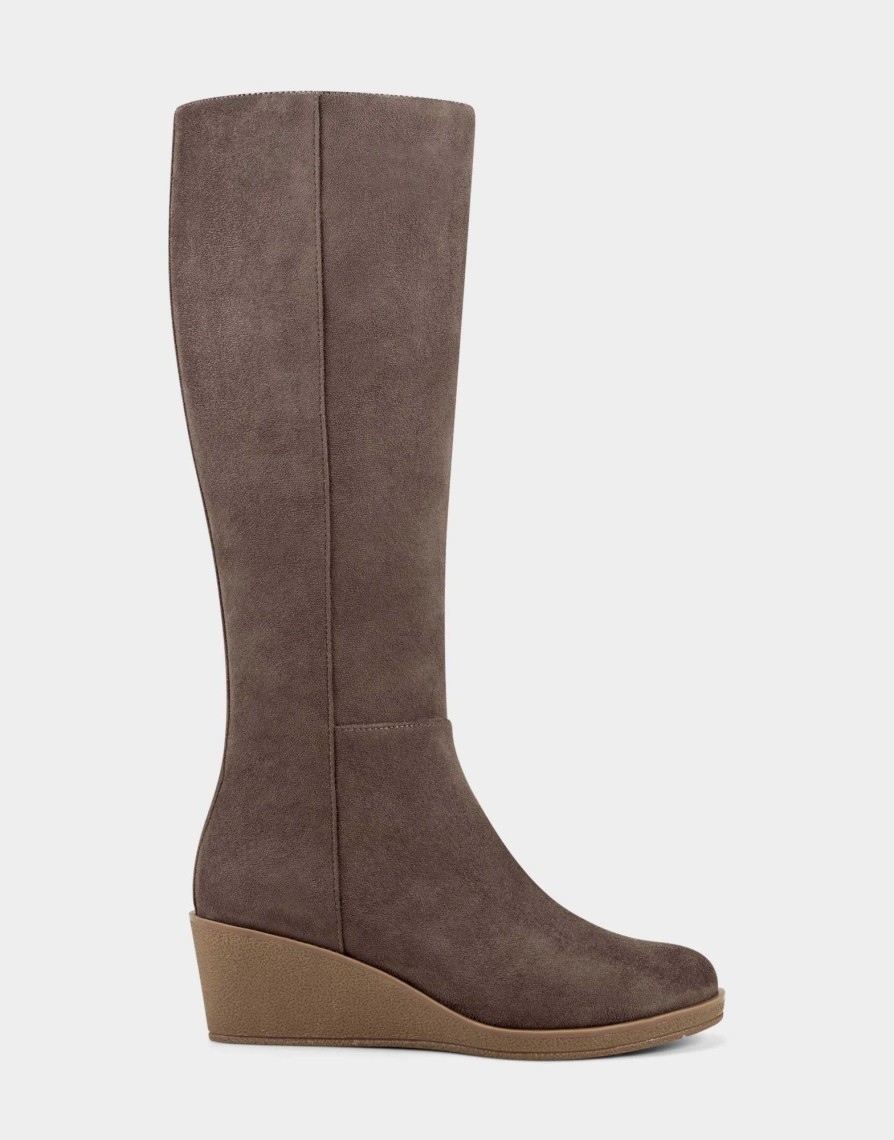 * Aerosoles Brenna Taupe Faux Suede Tall Boots