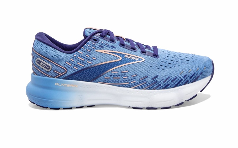 * Brooks Women'S Glycerin 20 (478 Blissful Blue/Peach/White) Footwear