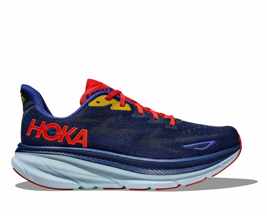 * Hoka Men'S Clifton 9 Wide (Bbdgb Bellwether Blu/Dazzling Blue) Footwear