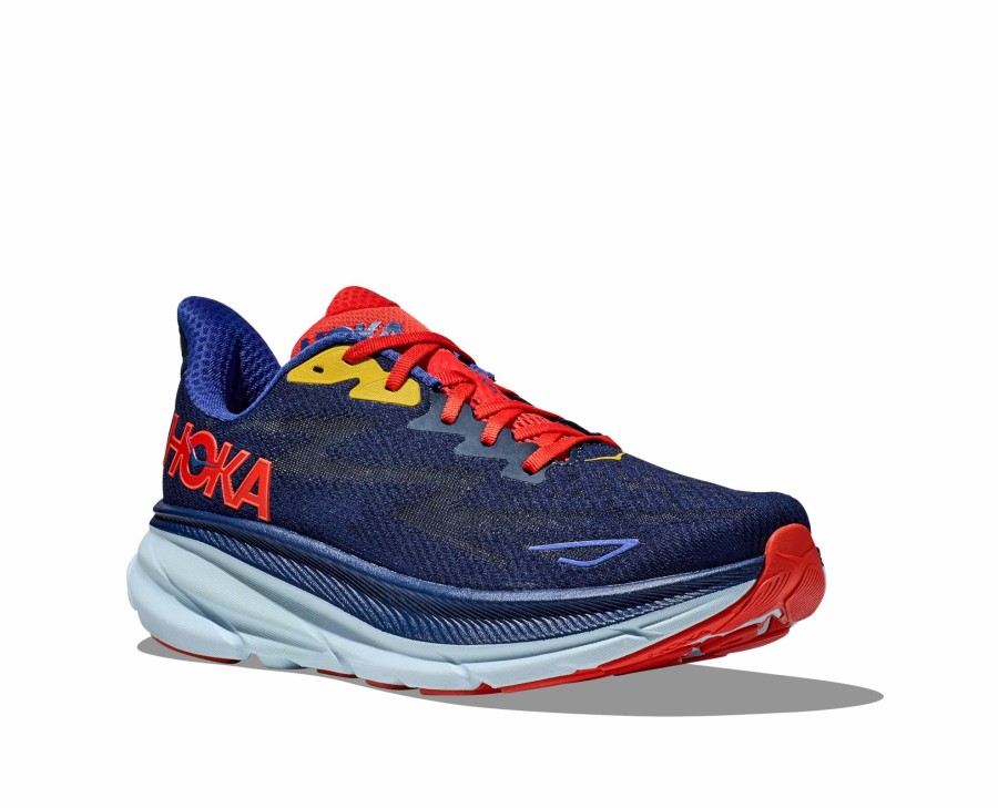 * Hoka Men'S Clifton 9 Wide (Bbdgb Bellwether Blu/Dazzling Blue) Footwear