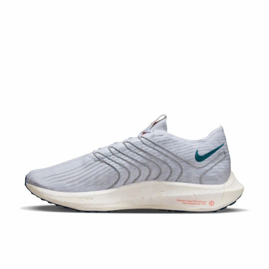 * Nike Men'S Pegasus Turbo Flyknit Next Nature (004 Pure Platinum/Bright Spruce/White) Footwear