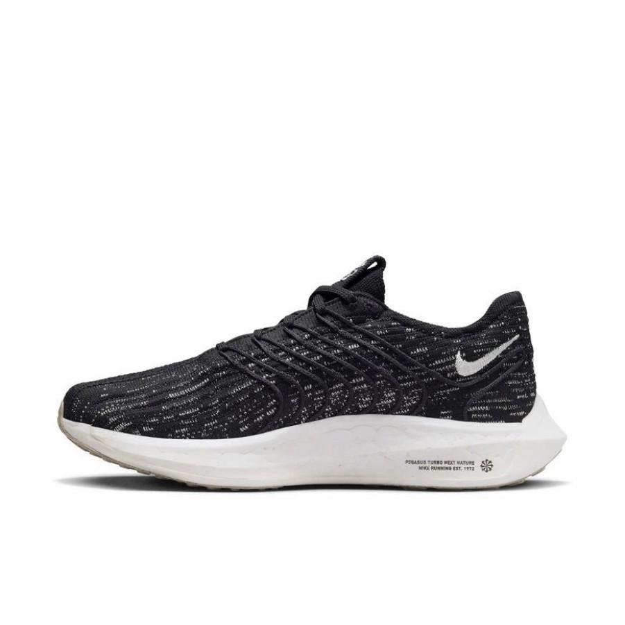 * Nike Women'S Pegasus Turbo Flyknit Next Nature (001 Black/Sail/Off Noir/Sesame) Footwear