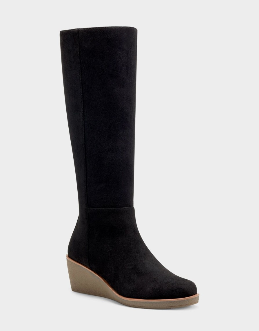 * Aerosoles Brenna Black Faux Suede Tall Boots