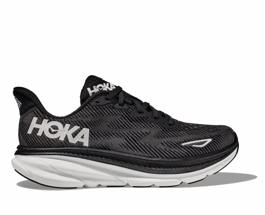 * Hoka Men'S Clifton 9 Wide (Bwht Black/White) Footwear