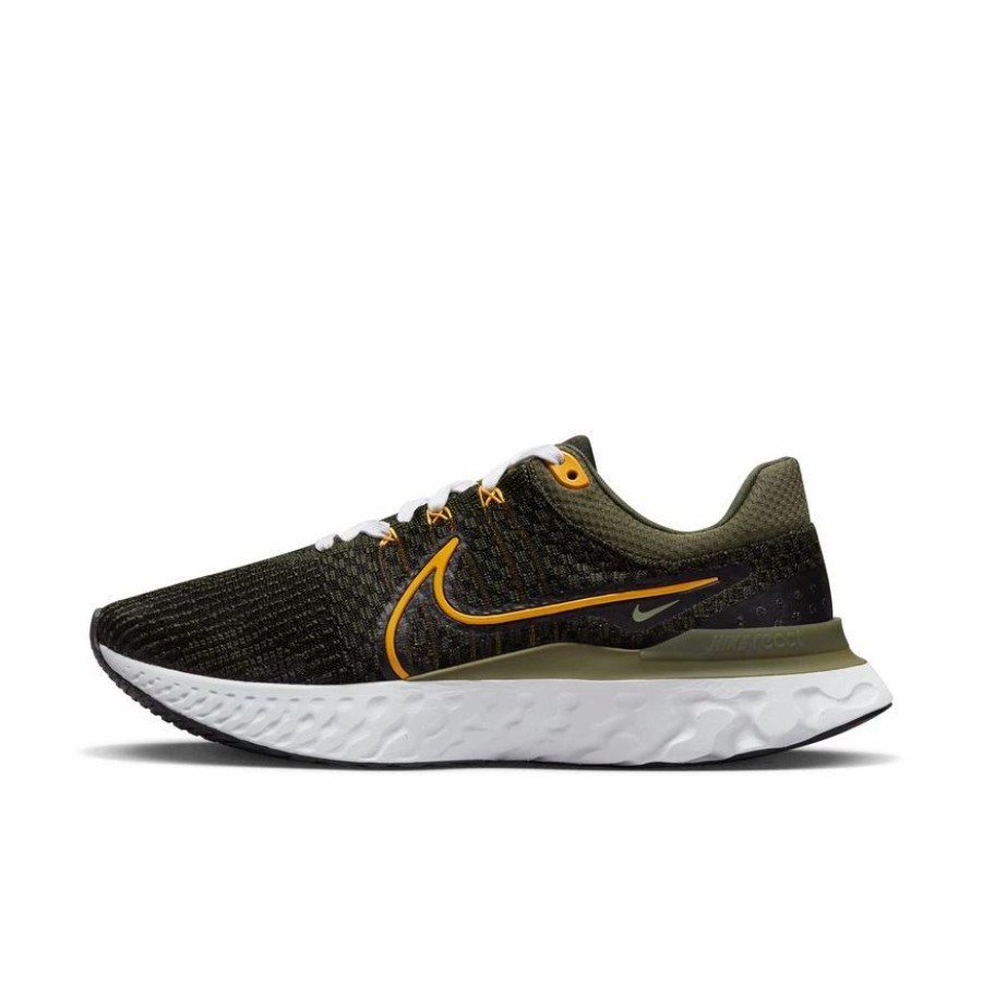 * Nike Men'S React Infinity Run Flyknit 3 (300 Sequoia/University Gold/Medium Olive) Footwear