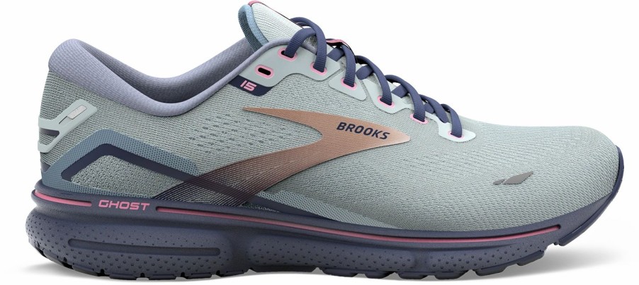 * Brooks Women'S Ghost 15 (492 Spa Blue/Neo Pink/ Copper) Footwear