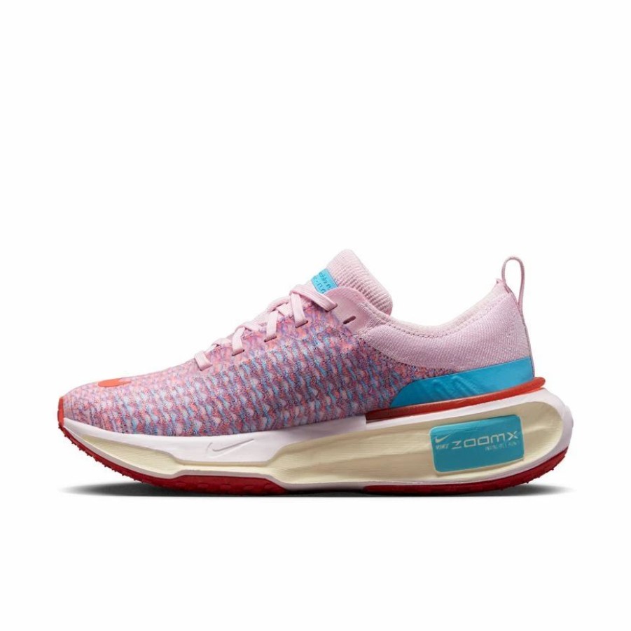 * Nike Women'S Zoomx Invincible Run Flyknit 3 (600 Pink Foam/Bright Crimson/Racer Blue) Footwear