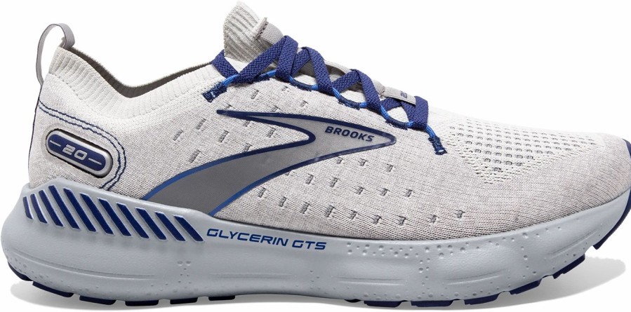 * Brooks Men'S Glycerin Stealthfit Gts 20 (081 Oyster/Alloy/Blue Depths) Footwear