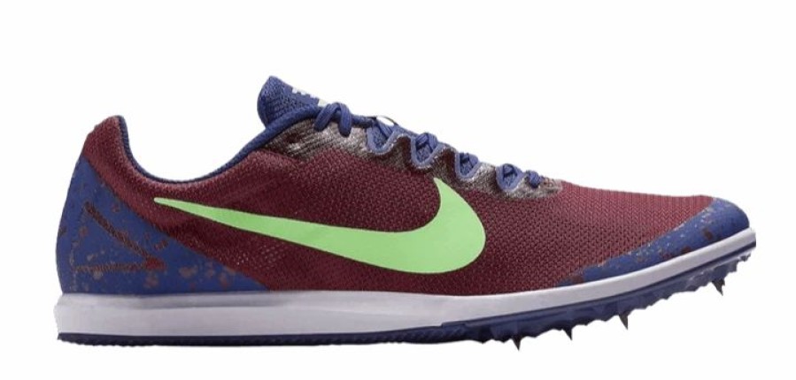 * Nike Uni Zoom Rival D 10 Track Spike (600 Bordeaux/Lime Blast) Footwear