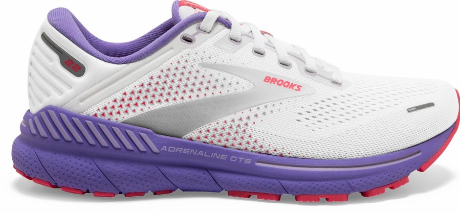 * Brooks Women'S Adrenaline Gts 22 (105 White/Coral/Purple) Footwear