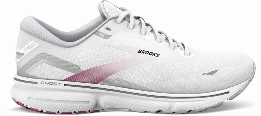 * Brooks Women'S Ghost 15 (195 White/Oyster/Viola) Footwear