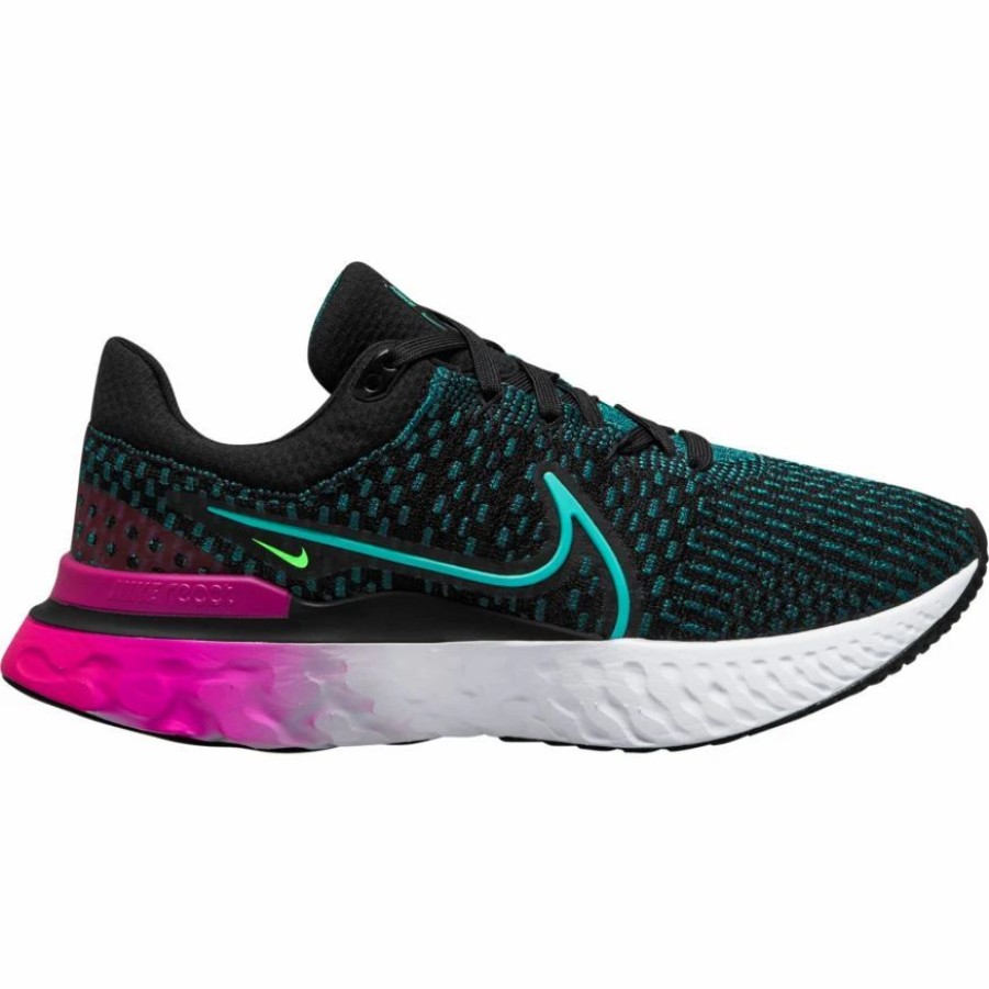 * Nike Women'S React Infinity Run Flyknit 3 (003 Black/Dynamic Turquoise/Pink Prime) Footwear