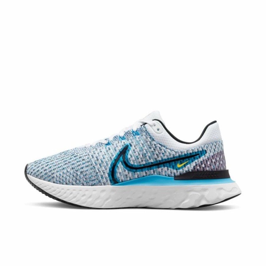 * Nike Men'S React Infinity Run Flyknit 3 (102 White/Black/Blue Orbit/Chlorine Blue) Footwear