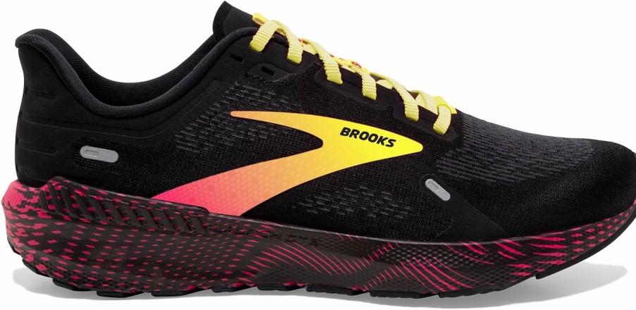 * Brooks Men'S Launch Gts 9 (016 Black/Pink/Yellow) Footwear