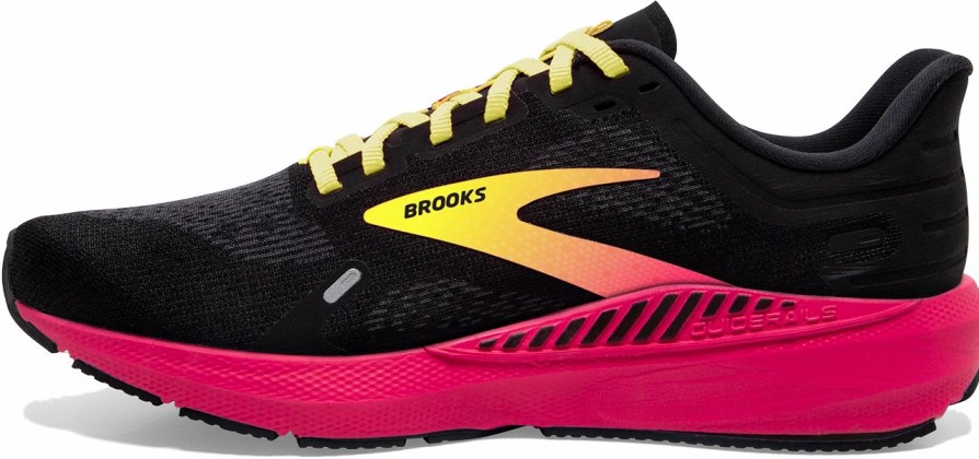 * Brooks Men'S Launch Gts 9 (016 Black/Pink/Yellow) Footwear