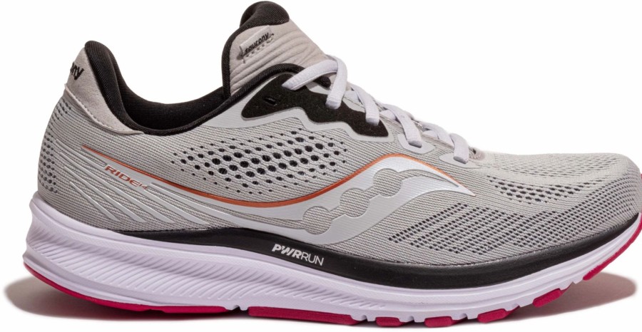 * Saucony Women'S Ride 14 (55 Fog/Cherry) Footwear