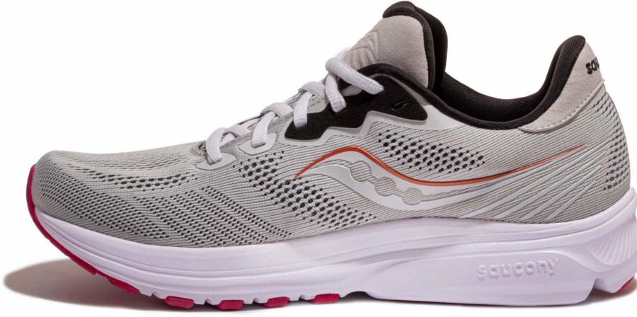 * Saucony Women'S Ride 14 (55 Fog/Cherry) Footwear