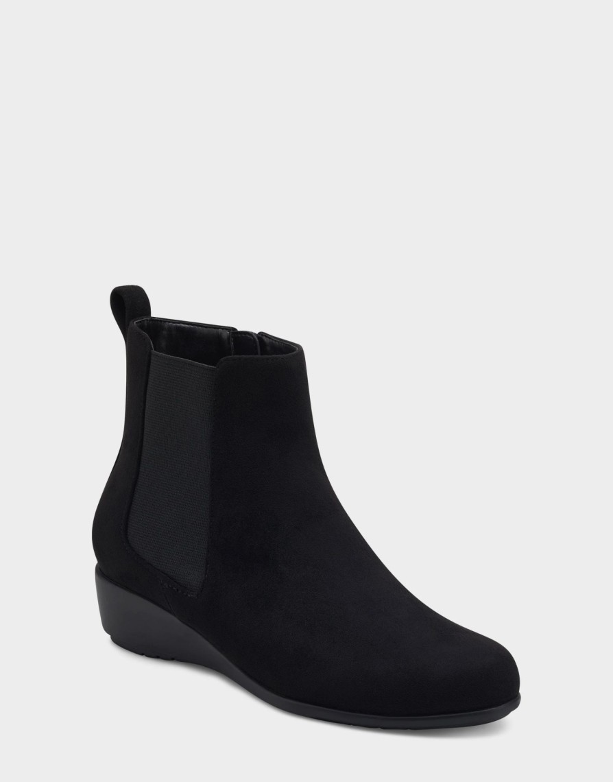 * Aerosoles Alisa Black Faux Suede Ankle Boots