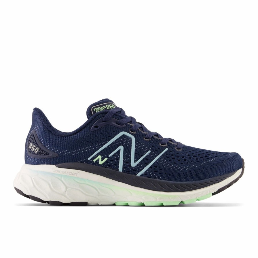 * New Balance Women'S Fresh Foam X 860 V13 Wide (N Nb Navy/Bleach Blue/Green Aura) Footwear