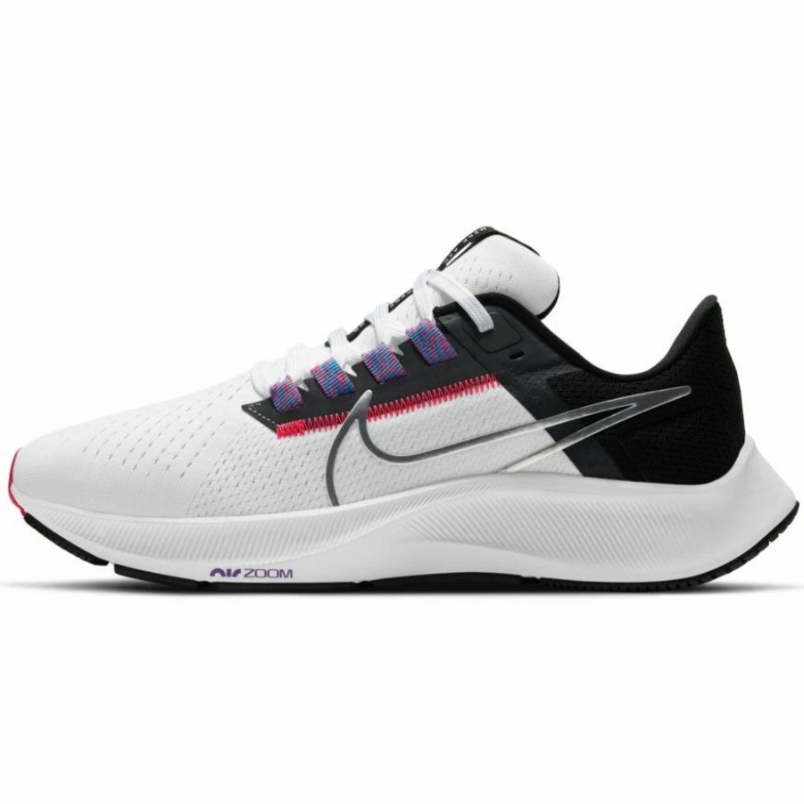 * Nike Women'S Zoom Pegasus 38 (101 White/Metalliuc Silver/Black) Footwear