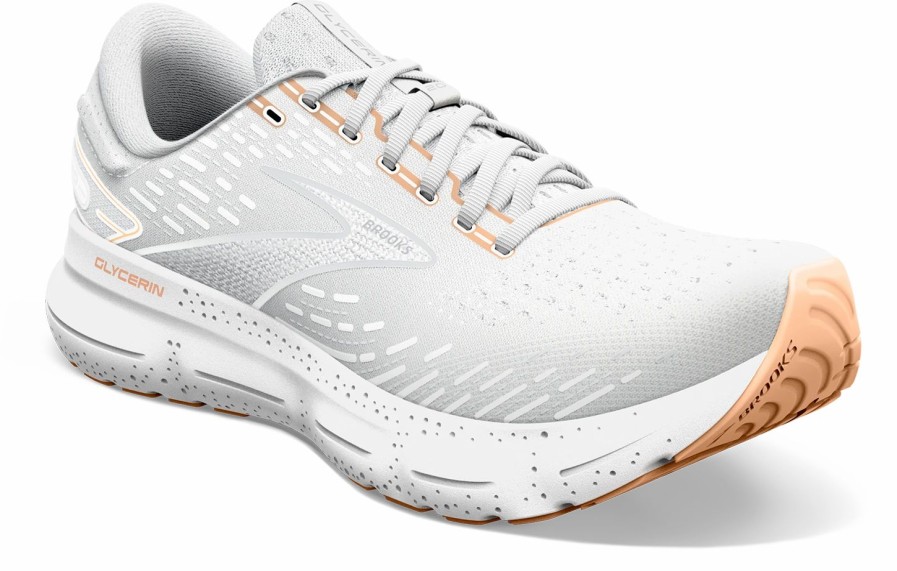 * Brooks Women'S Glycerin 20 (133- White/Grey/Peach) Footwear